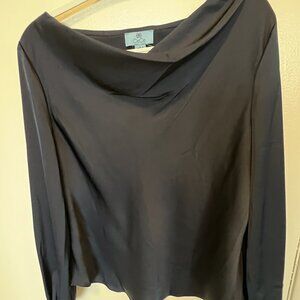 Satiny  Boat neck blouse - Navy